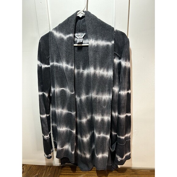Hard Tail Open Front Cardigan Sweater Duster Fleece Cozy Gray Tie Dye Small - Picture 1 of 7